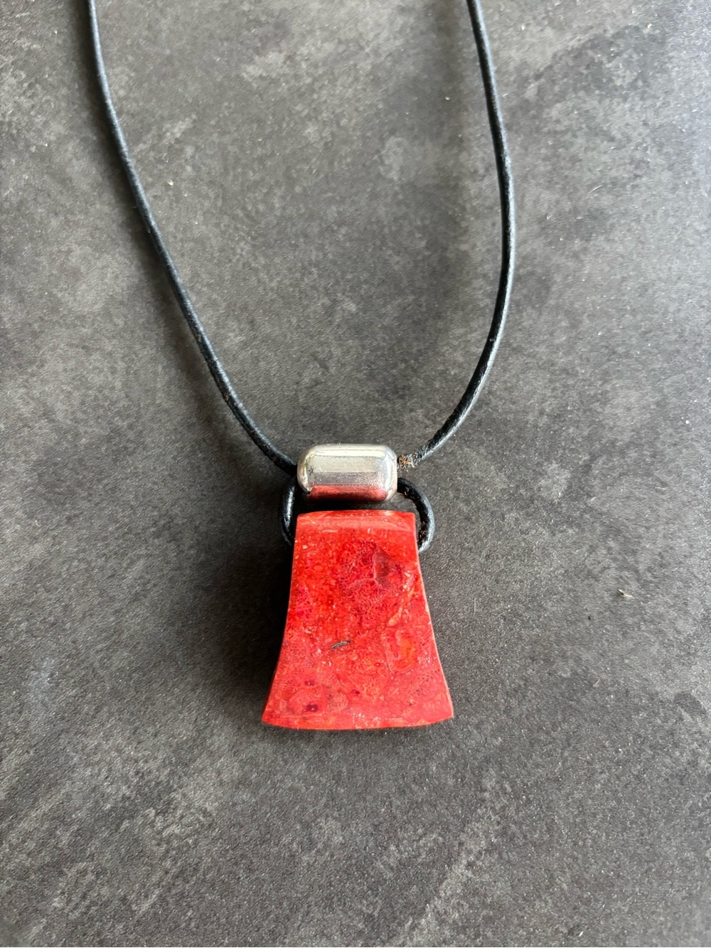 Silpada Red Stone Leather Cord Pendant Necklace